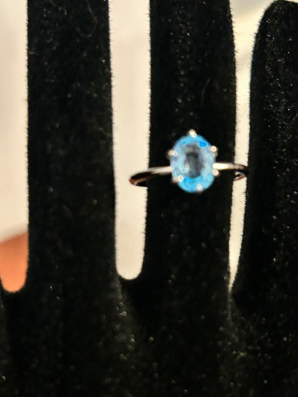 Blue Topaz Ring 925 Sterling Silver Size 6 Statement Ring